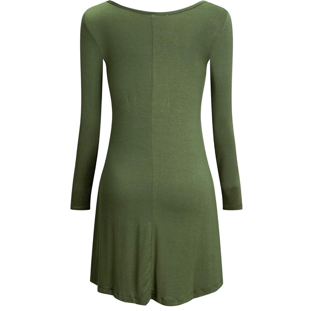 Army Green Long Sleeve Dress - Picture 5 of 7